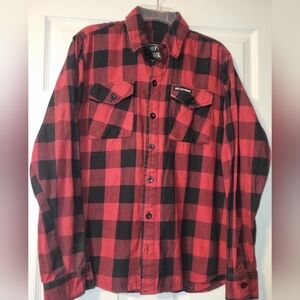 Hot‎ Leathers Men's Flannel Shirt Size Medium Red Black Buffalo Check